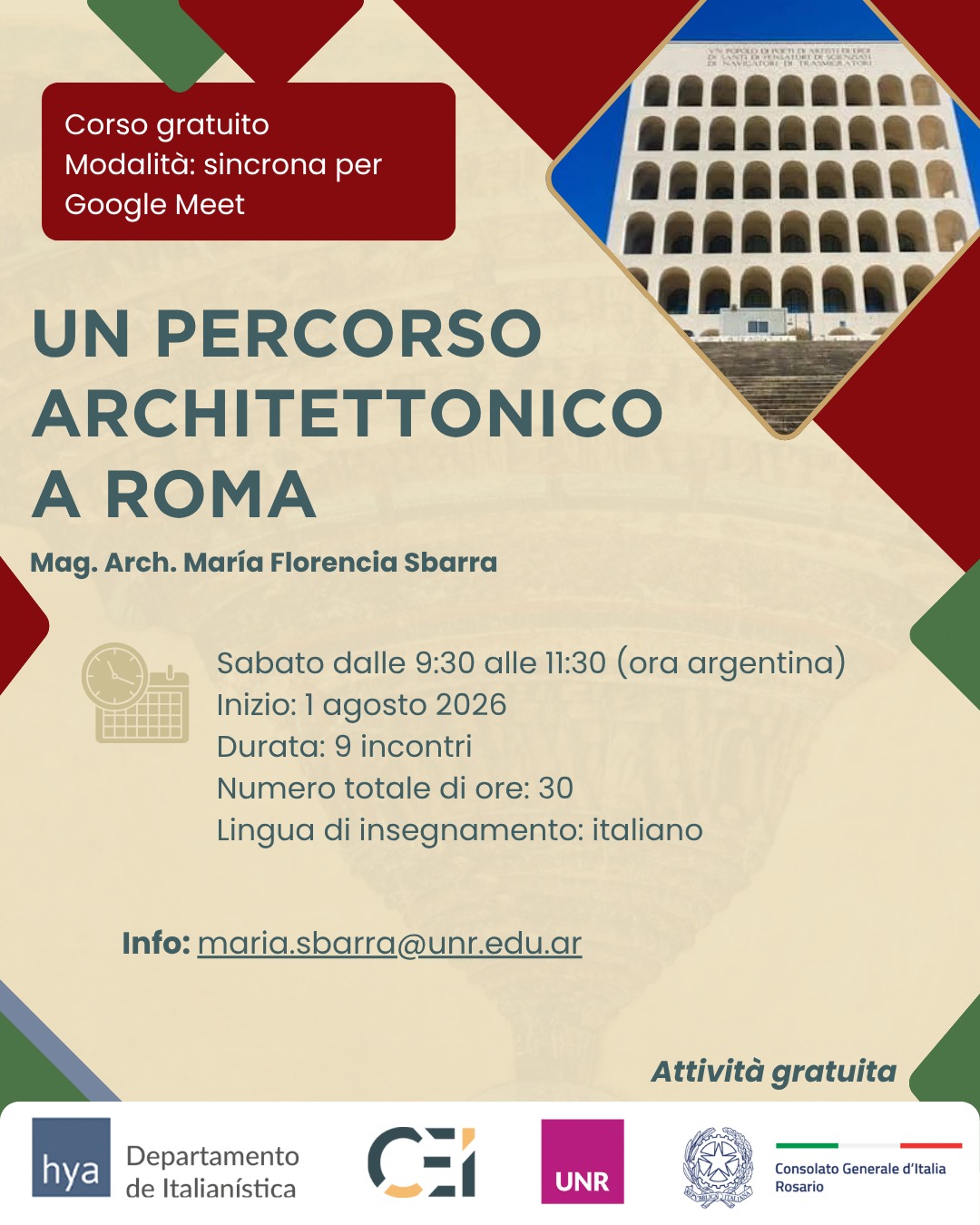 Flyer Un percorso architettonico a Roma